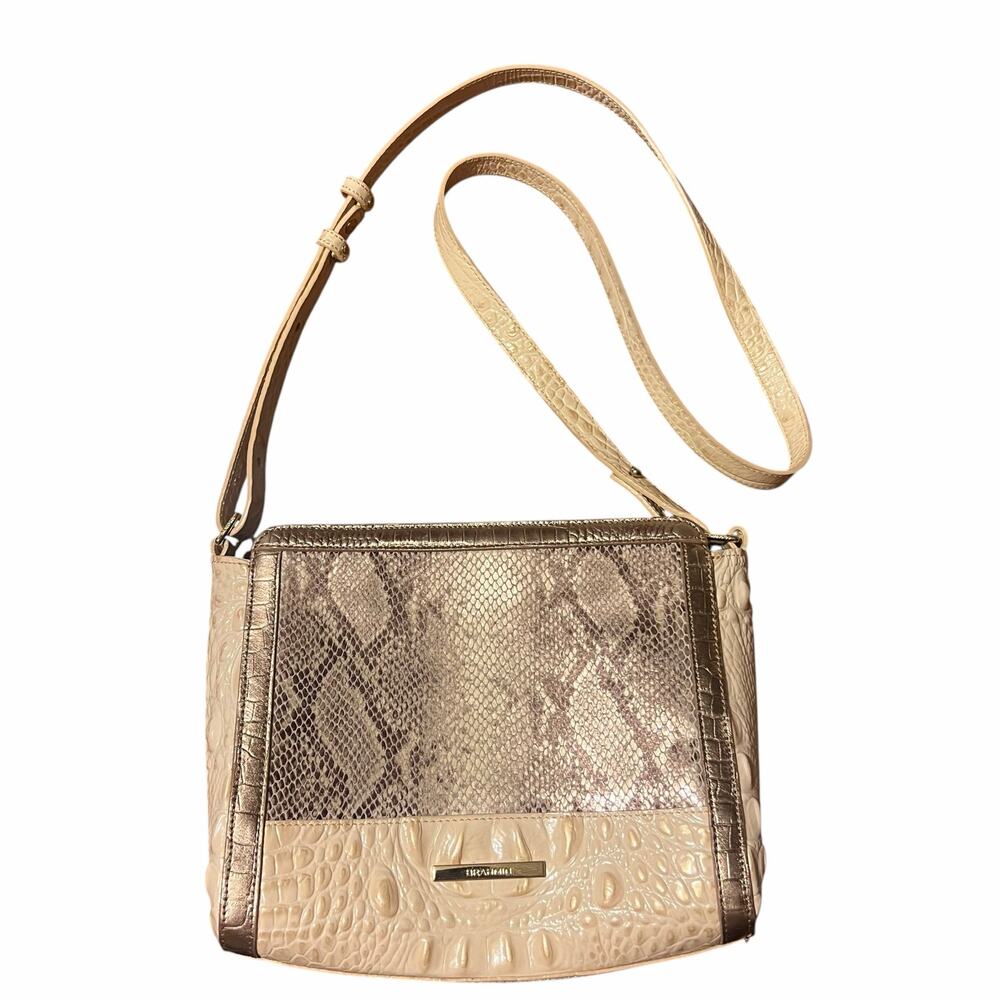 Brahmin Carrie Crossbody Bag in Sunglow Dakota Ivory Bronze Retired